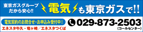 東京ガスグループだから安心!!　電気も東京ガスで！